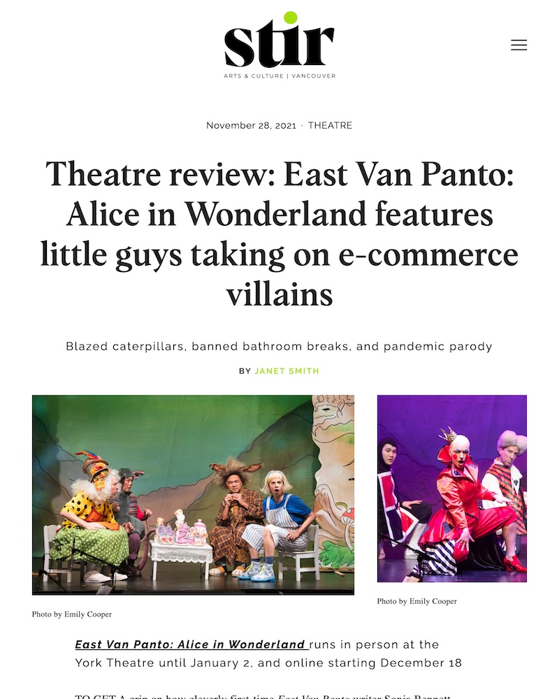Theatre review: East Van Panto: Alice in Wonderland features little guys taking on e-commerce villains, featuring Sonja Bennett