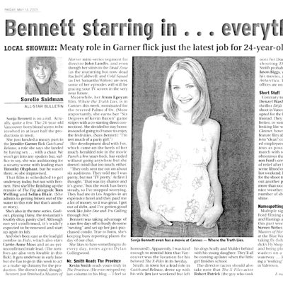 General coverage, featuring Sonja Bennett