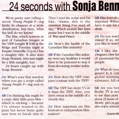 Young People Fucking, featuring Sonja Bennett