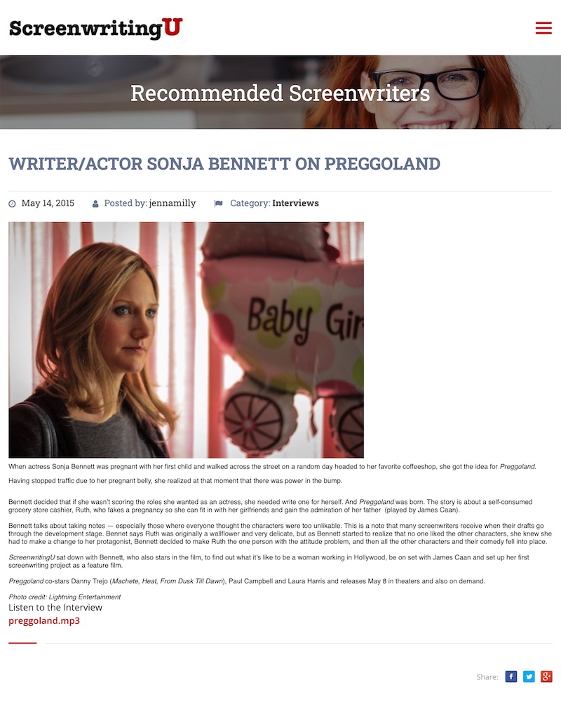 Writer/actor Sonja Bennett on Preggoland, featuring Sonja Bennett